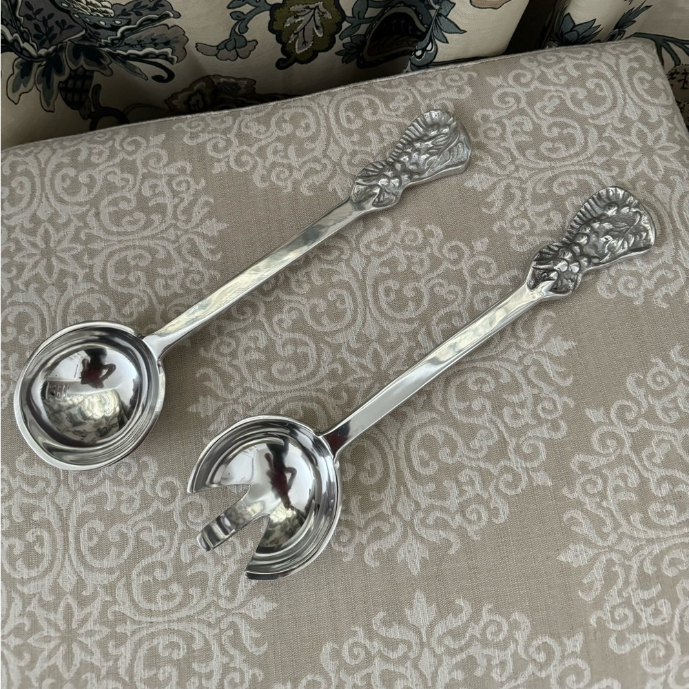 2 Beautiful Aluminum 14” Salad Serving Utensils
